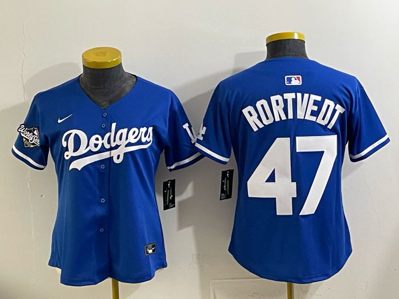 Youth 2025 Los Angeles Dodgers #47 Rortvedt Blue Game Nike MLB Jersey style 009->youth mlb jersey->Youth Jersey